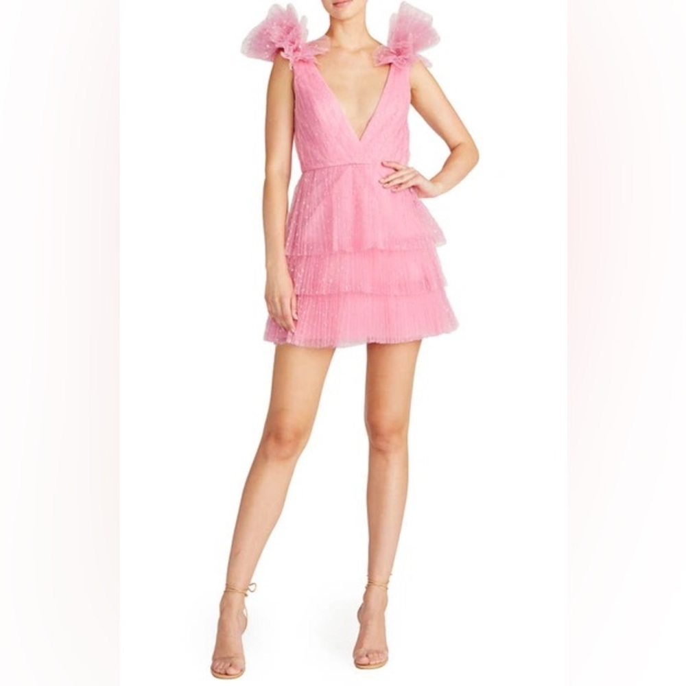 ML Monique Lhulliher Tiered Tulle Mini Dress - Picture 3 of 3